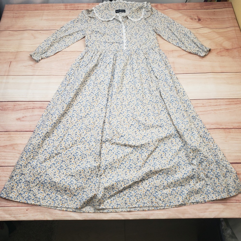 Scarlet Darkness Maxi Dress Girls 12Y Blue Floral Daisy Lace Collar 31570